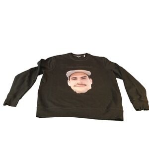Karl Lagerfeld Mens L Black Sweatshirt Graphic Face Print Crewneck Streetwear